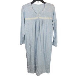 Vintage Intimate Essentials Blue Floral Night Gown Sleepwear Women's Size Large